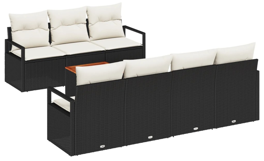vidaXL Σετ Σαλονιού Κήπου 8 pcs Μαύρος, λευκός 55 x 55 x 37 εκ