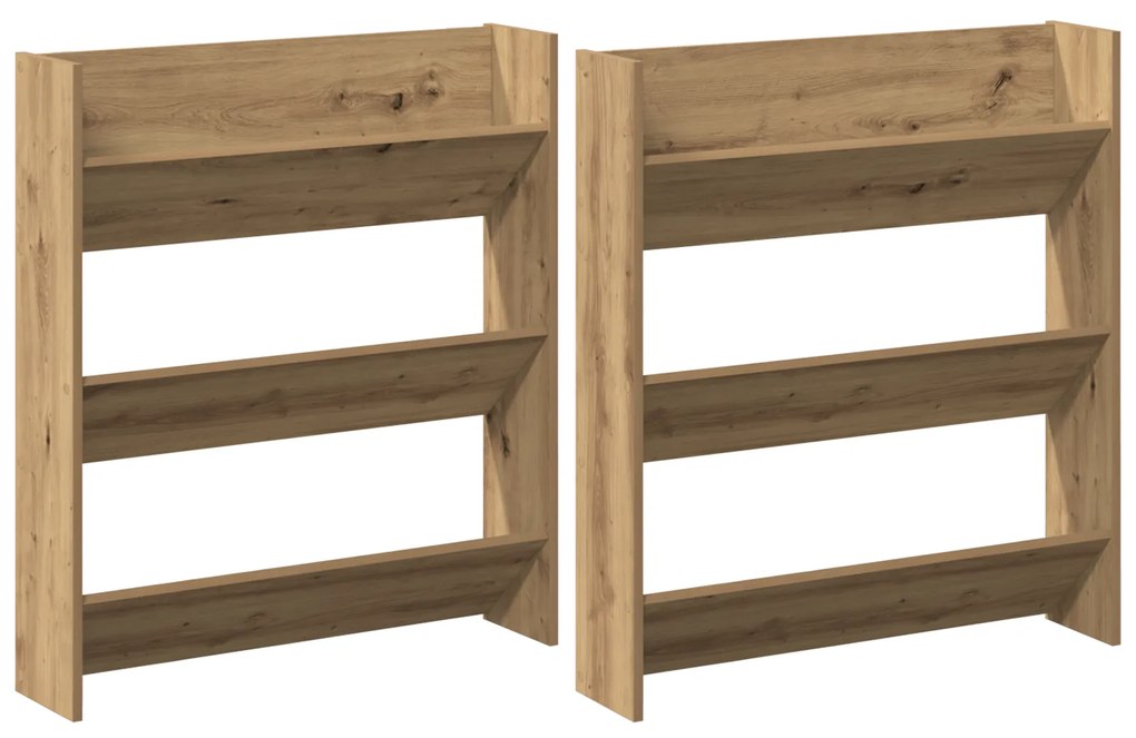 vidaXL Ντουλάπες παπουτσιών τοίχου 2 pcs artisan δρυς 60 x 18 x 60 εκ