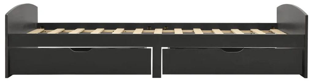 vidaXL Πλαίσιο Κρεβατιού 2 Συρτάρια Γκρι 90x200εκ. Μασίφ Ξύλο Πεύκου