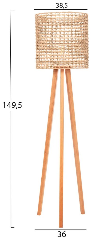 ΕΠΙΔΑΠΕΔΙΟ ΦΩΤΙΣΤΙΚΟ  RUBBERWOOD-RATTAN-PAPER ROPE ΣΕ ΦΥΣΙΚΟ Φ36x149,5Υεκ. 36x36x149.5 εκ.