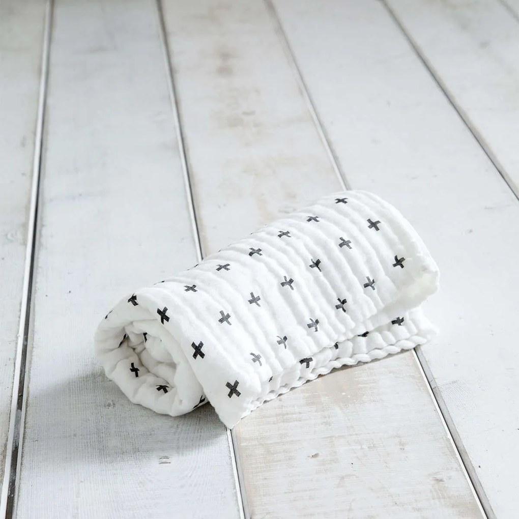Κουβέρτα Βρεφική - Hush White-Grey Nima Κούνιας 110x150cm 100% Βαμβάκι