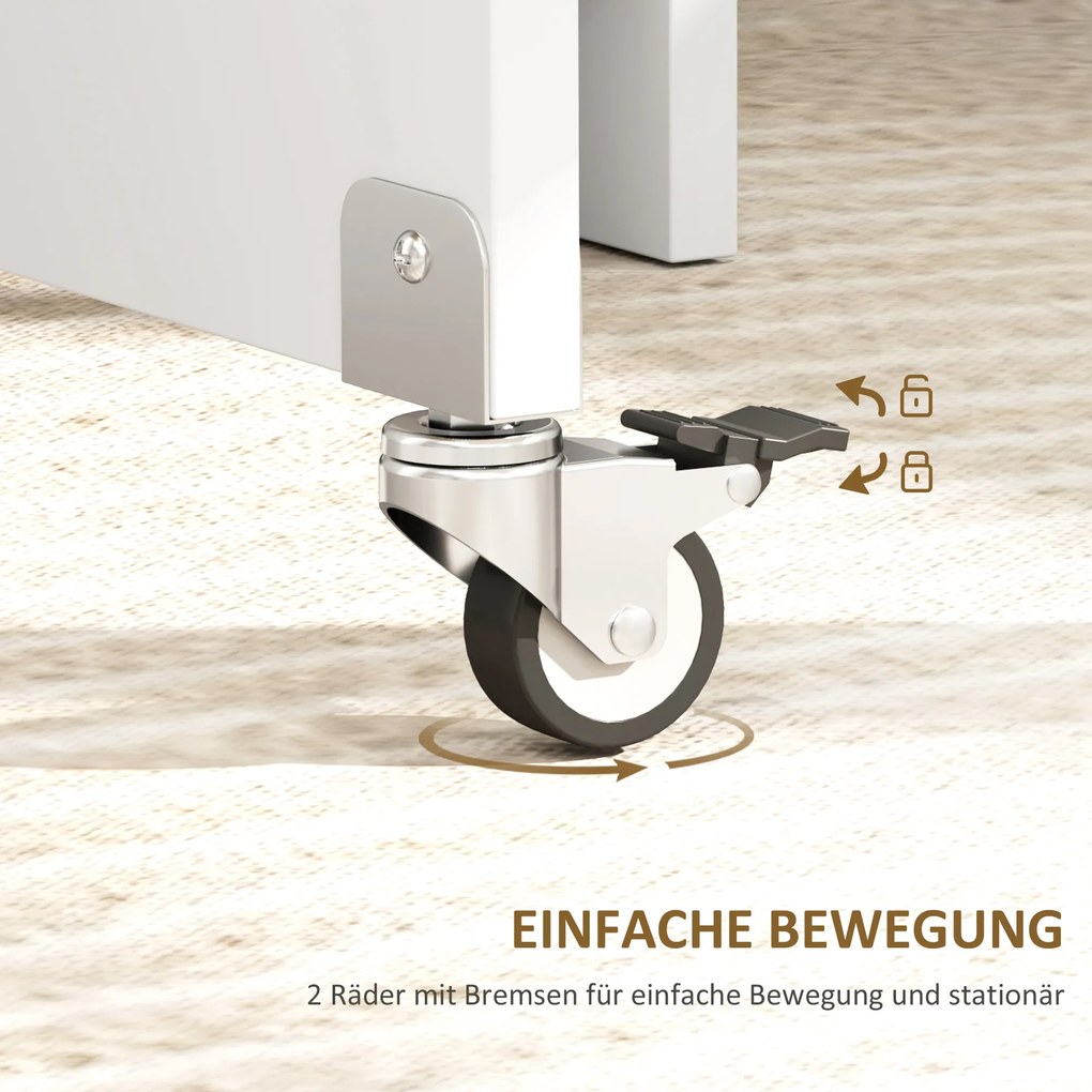 HOMCOM Πτυσσόμενο τραπέζι τραπεζαρίας για 2-4 άτομα, πτυσσόμενο τραπέζι κουζίνας με αποθηκευτικό χώρο, επεκτεινόμενο τραπέζι με ροδάκια, Λευκό