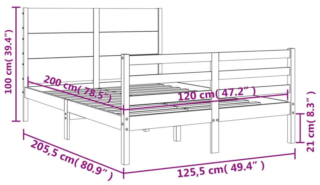 ΠΛΑΙΣΙΟ ΚΡΕΒΑΤΙΟΥ ΜΕ ΚΕΦΑΛΑΡΙ ΛΕΥΚΟ 120X200 ΕΚ. ΜΑΣΙΦ ΞΥΛΟ 3194632