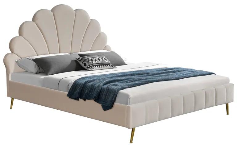 Κρεβάτι διπλό Felas pakoworld βελούδο μπεζ 160x200εκ