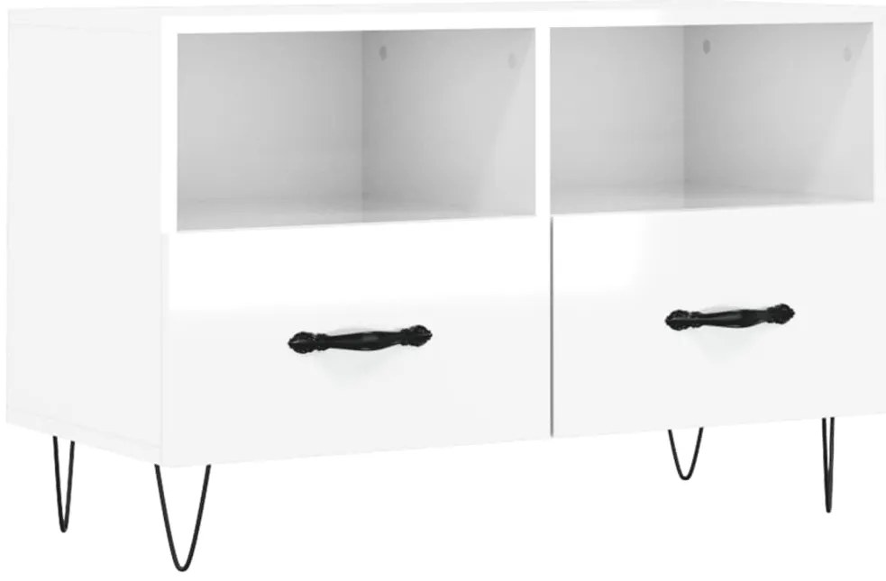 vidaXL Έπιπλο Τηλεόρασης Γυαλ. Λευκό 80x36x50 εκ. Επεξεργασμένο Ξύλο