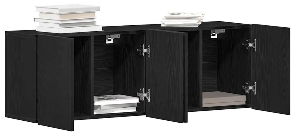 vidaXL Ντουλάπια Τηλεόρασης 2 τεμ. Μαύρο Δρυς 160x30x41 εκ. από Τεχνητό Ξύλο