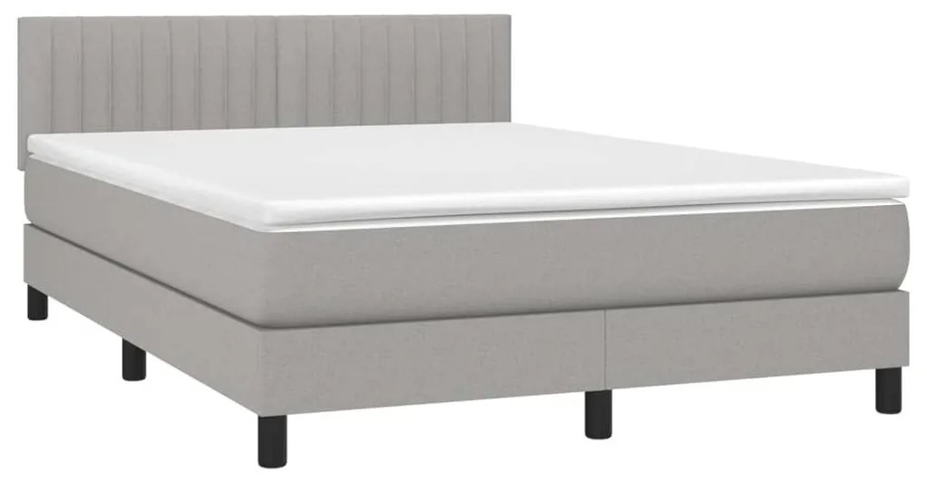 Κρεβάτι Boxspring με Στρώμα Ανοιχτό Γκρι 140x200 εκ. Υφασμάτινο - Γκρι