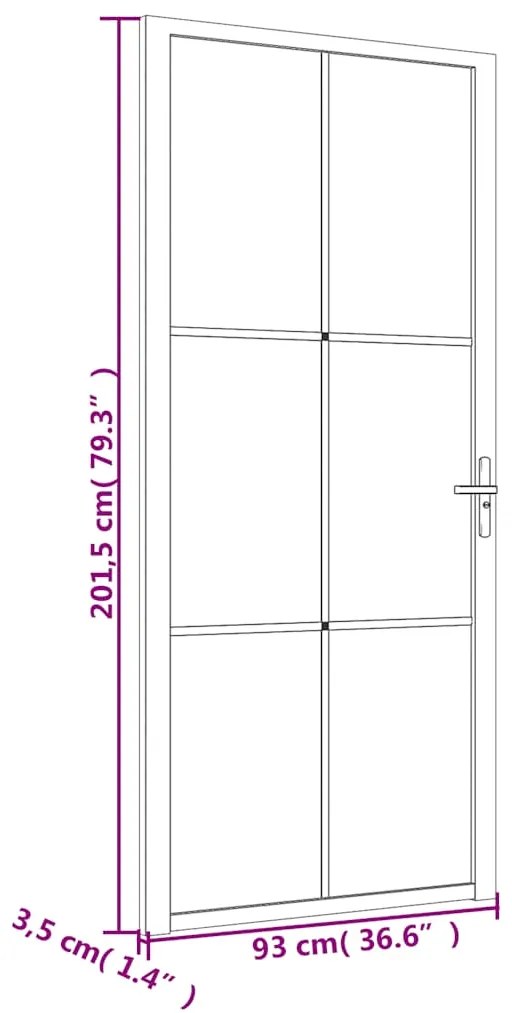 vidaXL Εσωτερική Πόρτα 93x201,5 εκ. Μαύρο Ματ Γυαλί και Αλουμίνιο