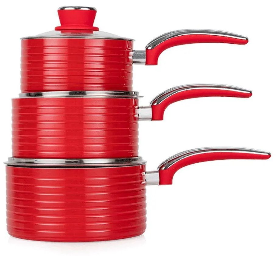 Κατσαρόλα Retro (Σετ 3Τμχ) SWPS3020RN Φ16/18/20cm Red Swan 20cm Aluminium