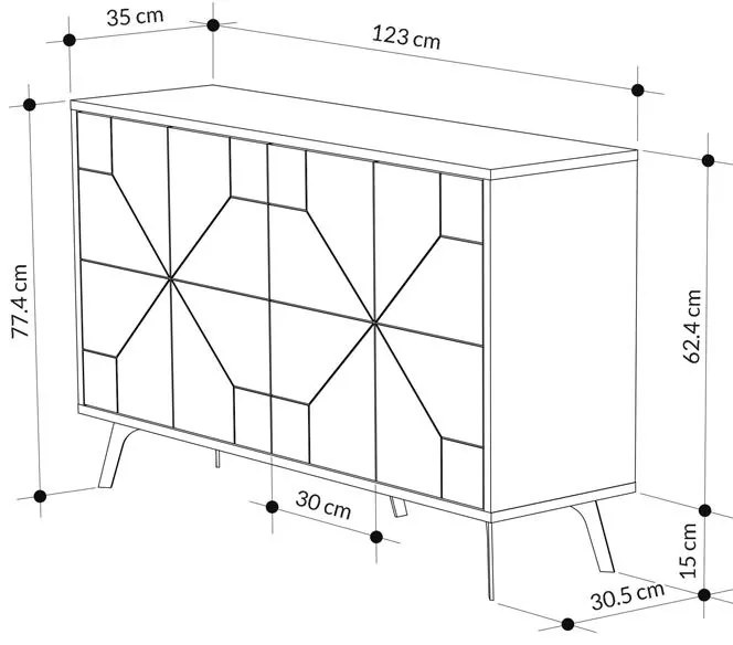 Μπουφές Dune σε καρυδί απόχρωση 123x35x77.4εκ 123x35x77.4 εκ.