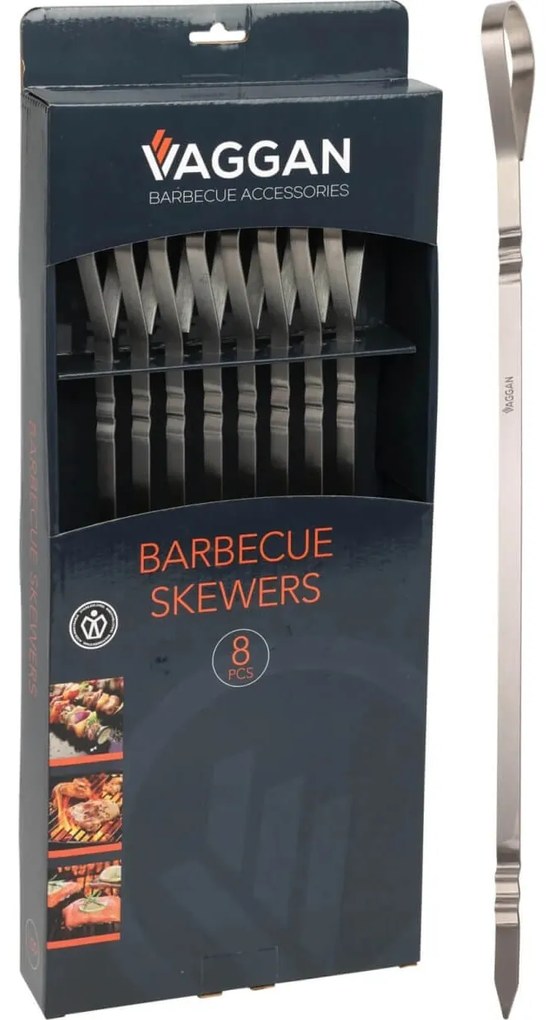 8 Μεταλλικά σουβλάκια μπάρμπεκιου Vaggan (C83501040) Από Ανοξείδωτο ατσάλι, 41cm