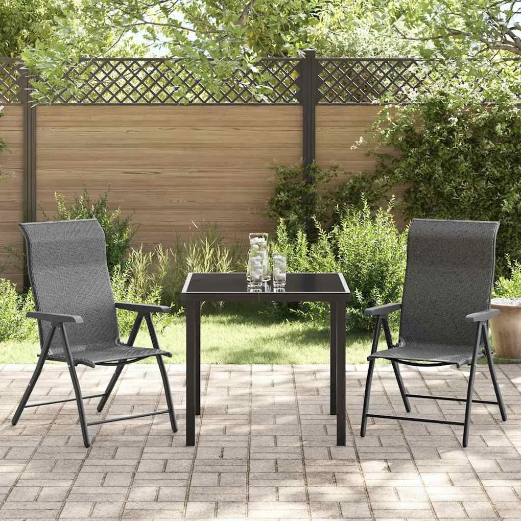 vidaXL Σέτ φαγητού για κήπο Ρυθμιζόμενο ύψος 3 pcs Γκρι Πολυ ράταν
