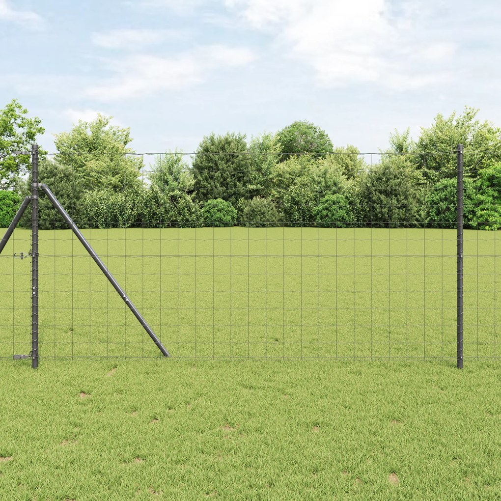 vidaXL Euro Fence με 13 Πόλους 1.2x25 μ Γαλβανισμένο Χάλυβα Γκρι