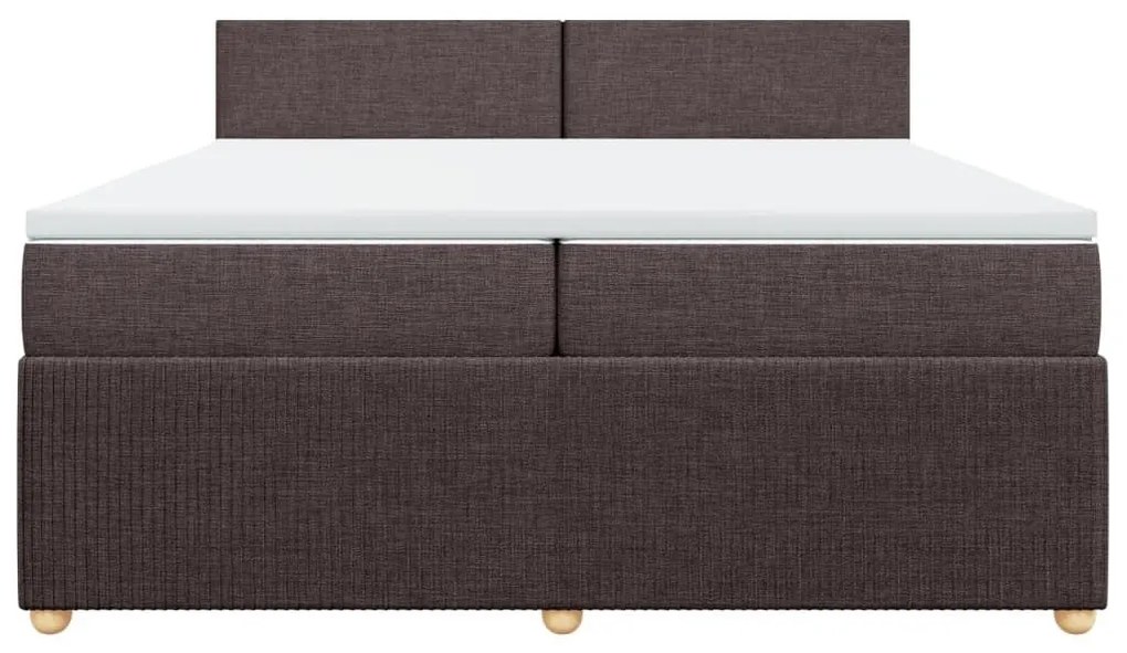 Κρεβάτι Boxspring με Στρώμα Σκούρο Καφέ 200x200 εκ. Υφασμάτινο - Καφέ