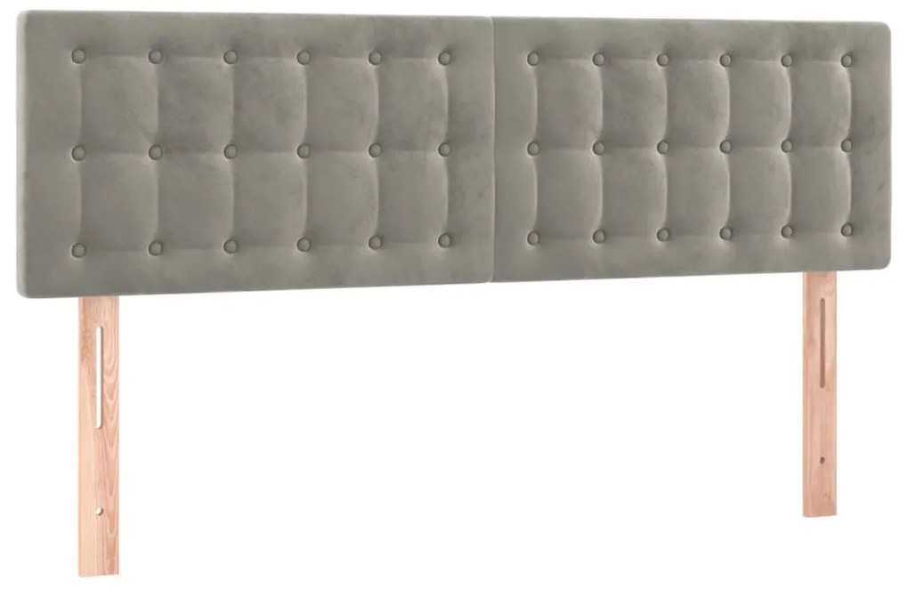 Κρεβάτι Boxspring με Στρώμα Ανοιχτό Γκρι 140x190 εκ. Βελούδινο - Γκρι