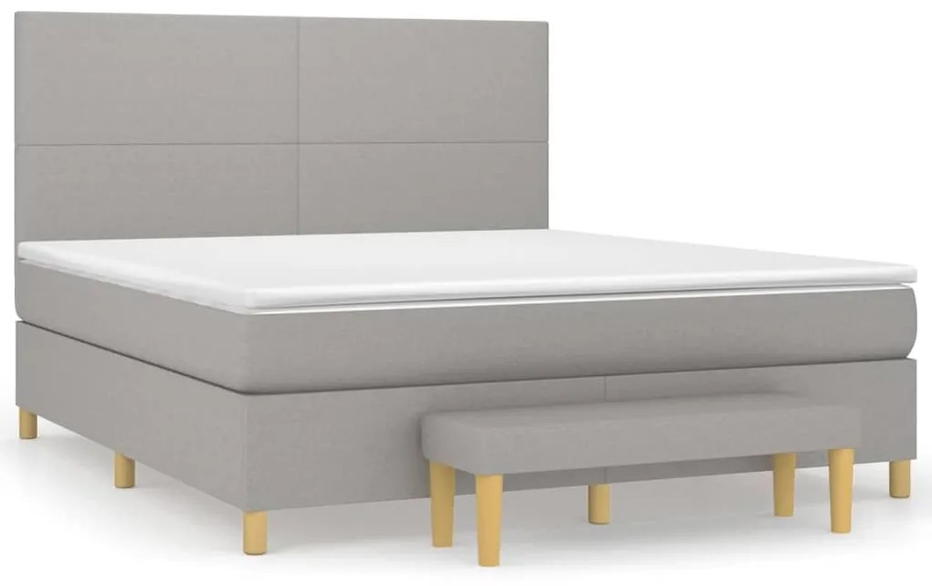 Κρεβάτι Boxspring με Στρώμα Ανοιχτό Γκρι 180x200 εκ. Υφασμάτινο - Γκρι