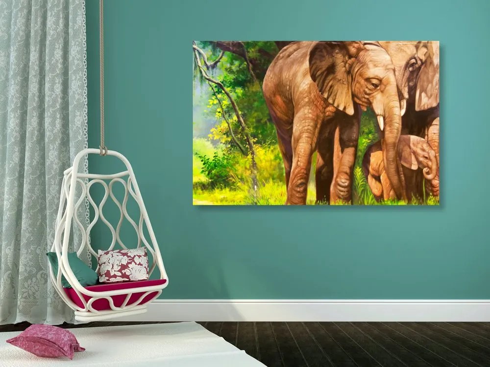 Εικόνα οικογένειας ελεφάντων - 60x40