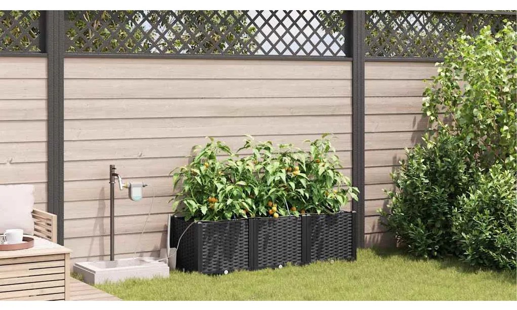 vidaXL Ζαρντινιέρες κήπου Μαύρο 120 x 40 x 37.5 cm Ατσάλι