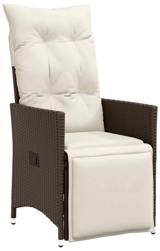 vidaXL Καρέκλα Κήπου Ανακλ/νη Καφέ Συνθ. Ρατάν + Μαξιλάρια