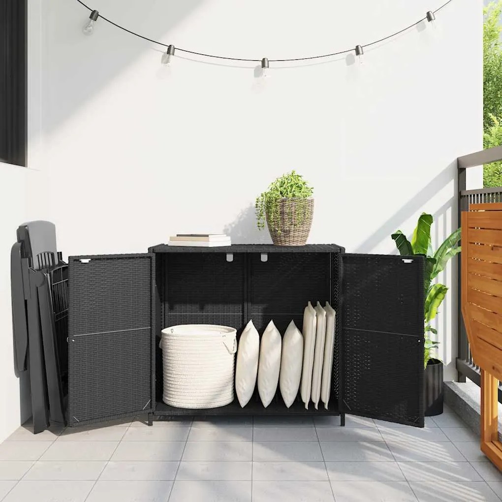 vidaXL Ντουλάπι Αποθήκευσης Κήπου Μαύρο 83x45x76 εκ. Συνθετικό Ρατάν