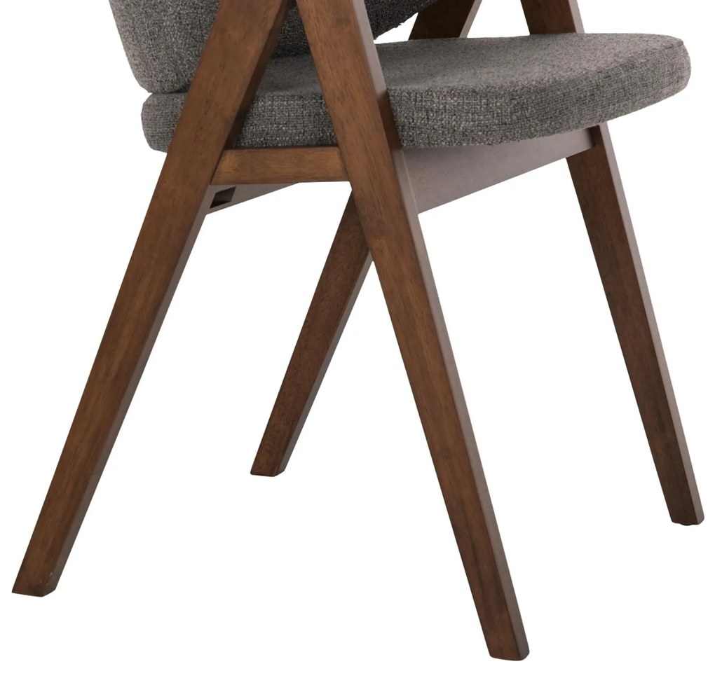 Καρέκλα HANA Rubberwood Καρυδί και Γκρί ύφασμα 55x60x84Yεκ. 2αδα 55x60x84 εκ.
