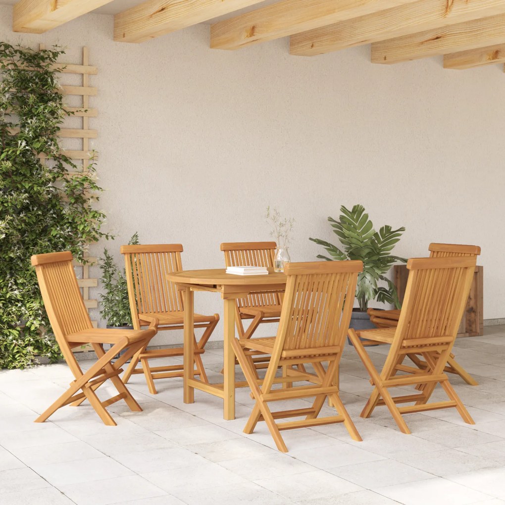 vidaXL Σέτ φαγητού για κήπο 7 pcs Καφέ 160 x 80 x 75 cm
