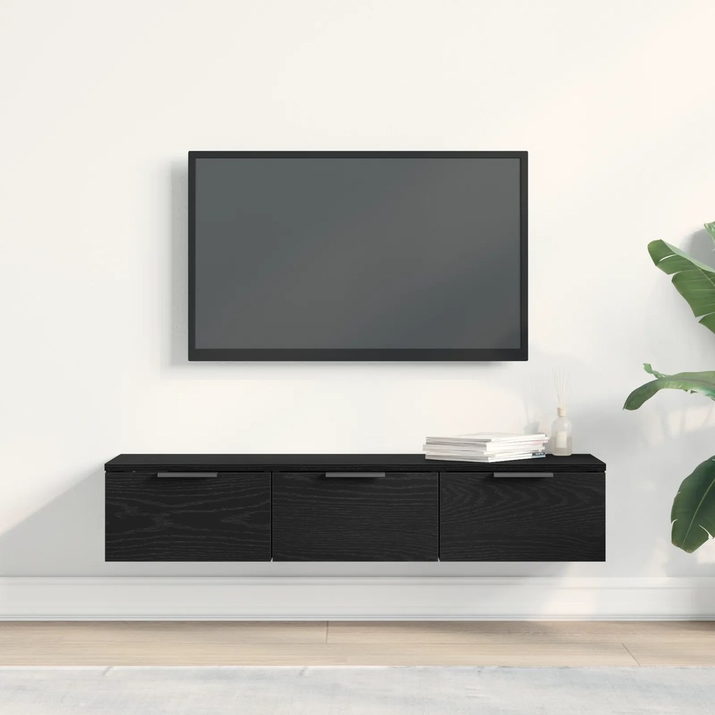vidaXL Μαύρος Ξύλινος Τοίχος Ντουλάπι 102x30x20 εκ Κατασκευασμένο από Επεξεργασμένο Ξύλο