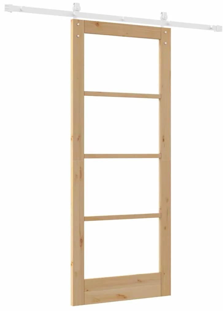 vidaXL Συρόμενη Πόρτα ORKDAL Καφέ 83 x 202 εκ. Μασίφ ξύλο πεύκου