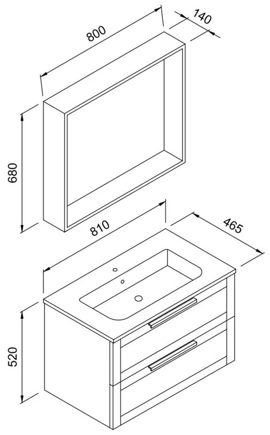 Σετ Έπιπλο Μπάνιου LAGUNA 80 Γκρί 81x46.5x140 εκ.