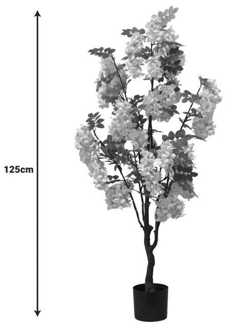 Διακοσμητικό φυτό Bean flowers σε γλάστρα Inart λευκό pp Υ125εκ
