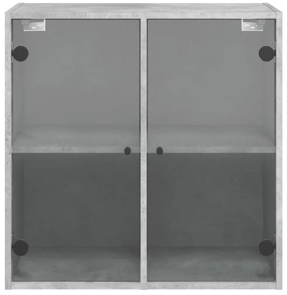 vidaXL Ντουλάπι Τοίχου Γκρι Σκυροδ. 68x37x68,5εκ με Γυάλινες Πόρτες