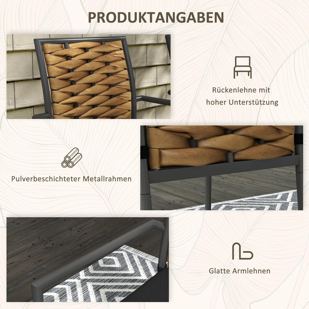 Outsunny Καρέκλες Κήπου Εξωτερικού Χώρου, Ανθεκτικές στις Καιρικές Συνθήκες, Μοντέρνος Σχεδιασμός, 57 x 58 x 87cm, Καφέ+Μαύρο+Γκρι