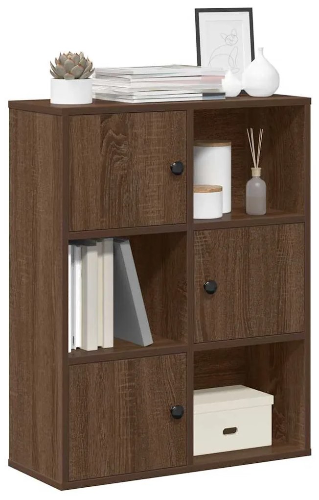 Βιβλιοθήκη Καφέ Δρυς 60x24x76,5 εκ. από Επεξεργασμένο Ξύλο