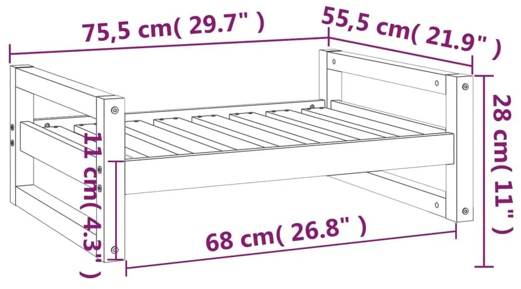 Κρεβάτι Σκύλου 75,5x55,5x28 εκ. από Μασίφ Ξύλο Πεύκου - Καφέ