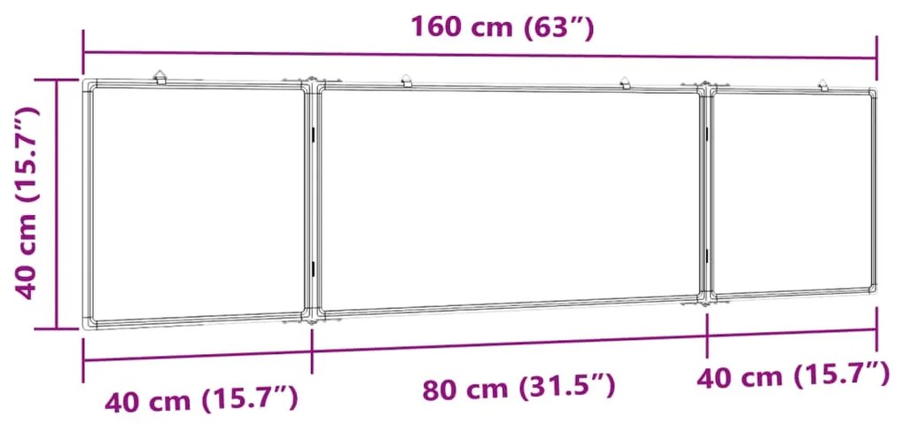 Πίνακας Μαρκαδόρου Μαγνητικός Πτυσσόμ. 160x40x1,7εκ. Αλουμινίου