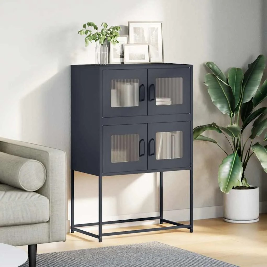 Highboard Ανθρακί 68x39x107 cm Χάλυβας - Ανθρακί