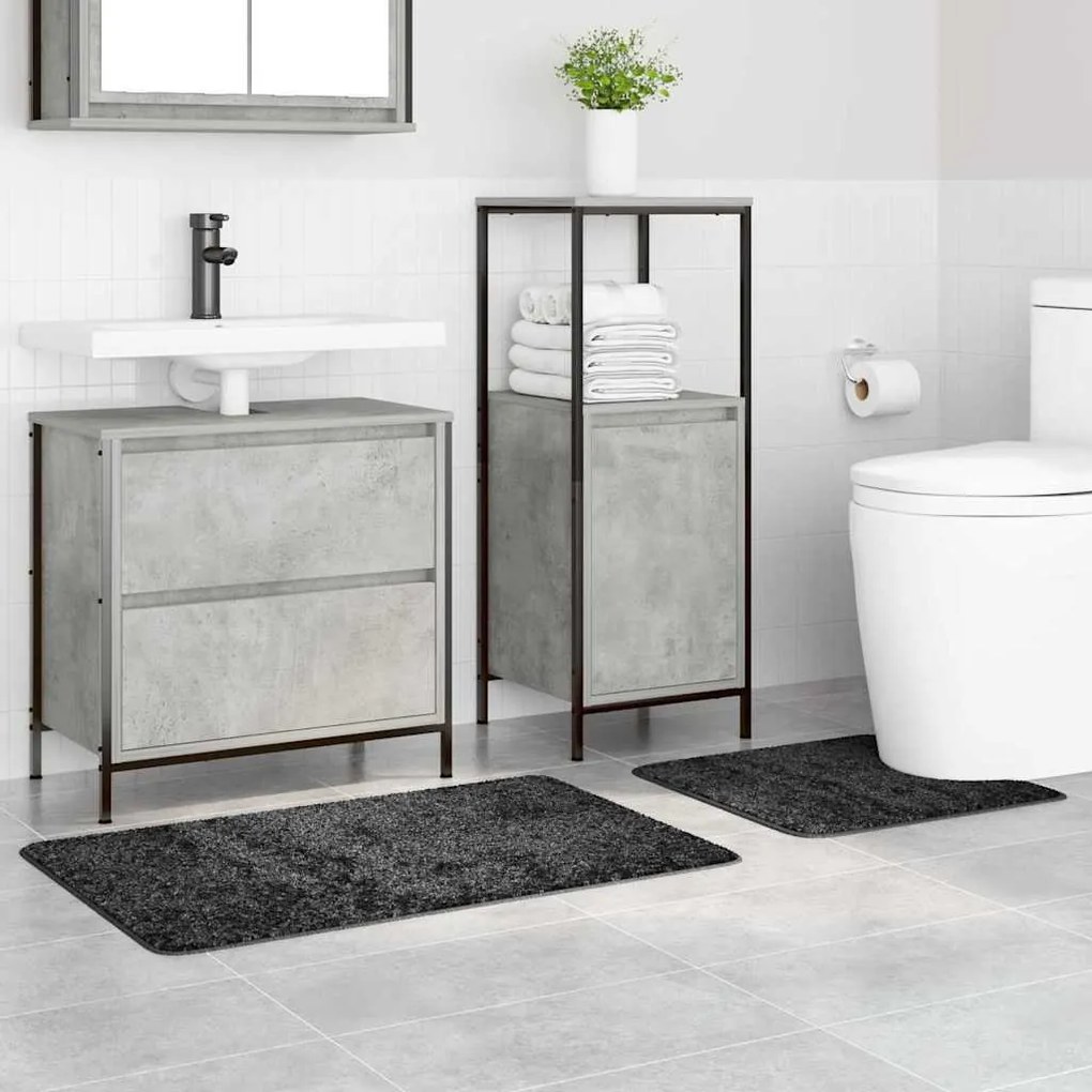 vidaXL Πατάκι μπάνιου 2 pcs Σκούρο γκρι 50 x 50 cm Πολυπροπυλένιο