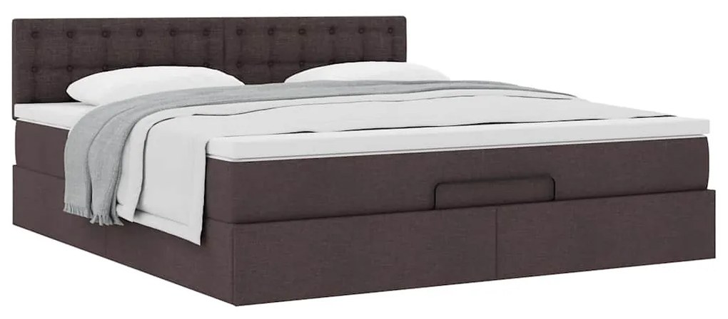 Οθωμανικό κρεβάτι με στρώμα σκούρο καφέ 160x200cm ύφασμα 3311639