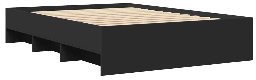 vidaXL Πλαίσιο Κρεβατιού Μαύρο 135x190 εκ. Επεξεργ. Ξύλο