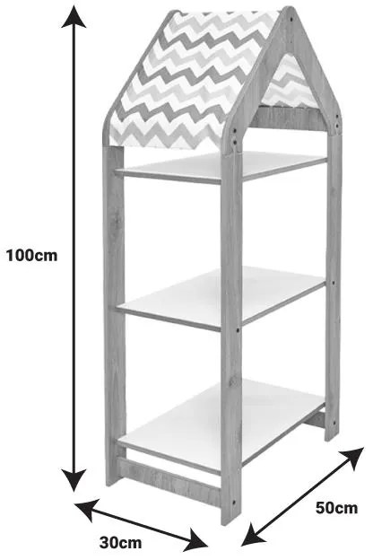 Ραφιέρα Montessori Zoilen I λευκό-φυσικό-μπλε mdf 50x30x100εκ 50x30x100 εκ.