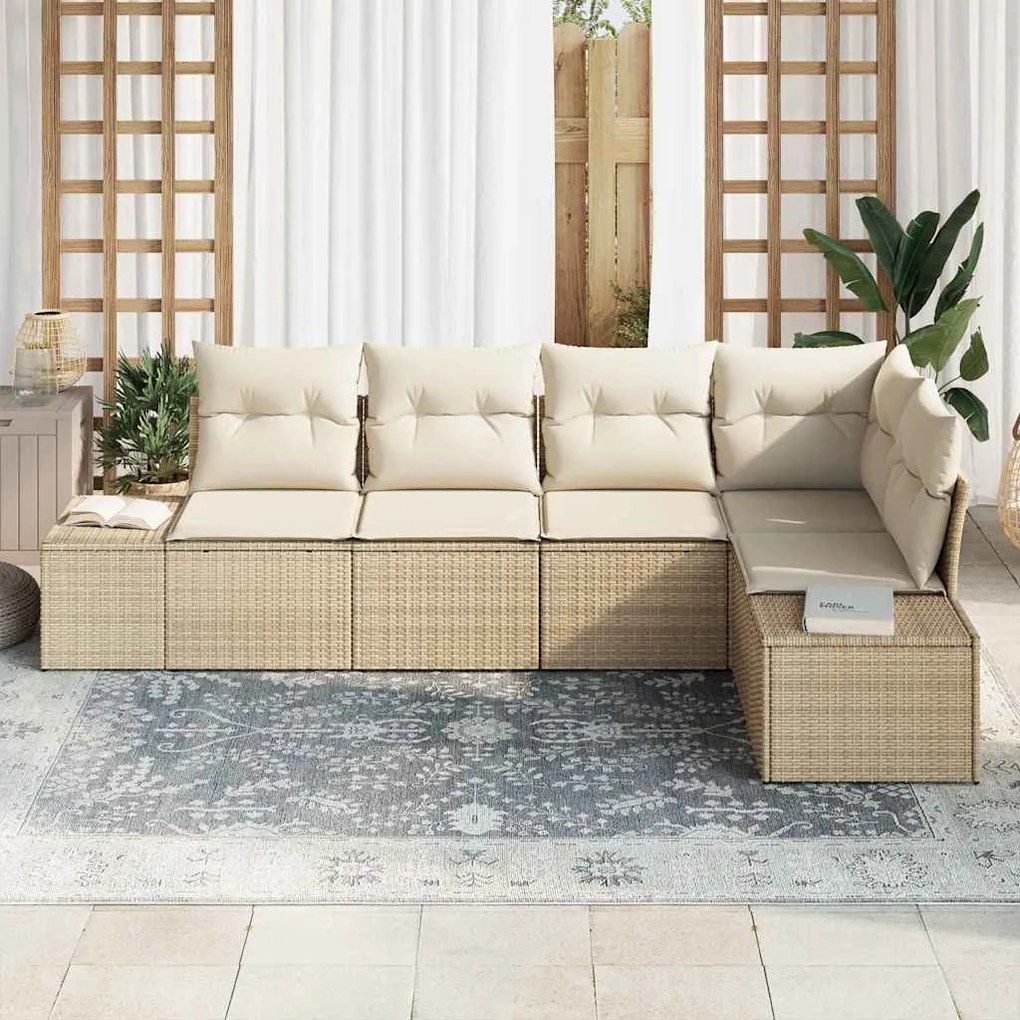 vidaXL Σετ Καναπέ Κήπου 5 pcs Μπεζ Πολυ ράταν