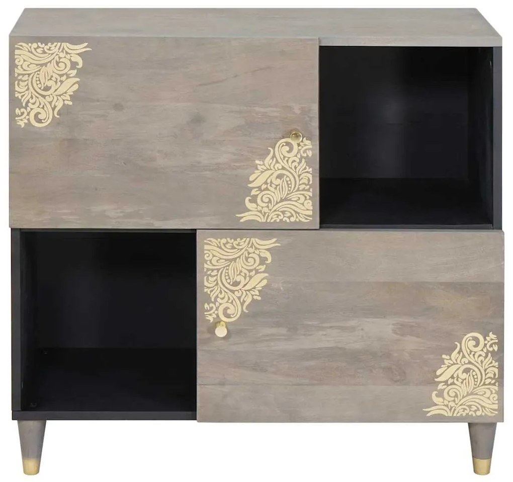 vidaXL Πλαϊνό γραφείο με ράφι με πόρτα Γκρι και Χρυσό 80 x 33 x 75 εκ