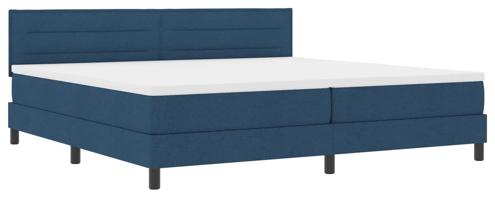 vidaXL Κρεβάτι Box Spring με Στρώμα Μπλε 200x200 εκ. Ύφασμα