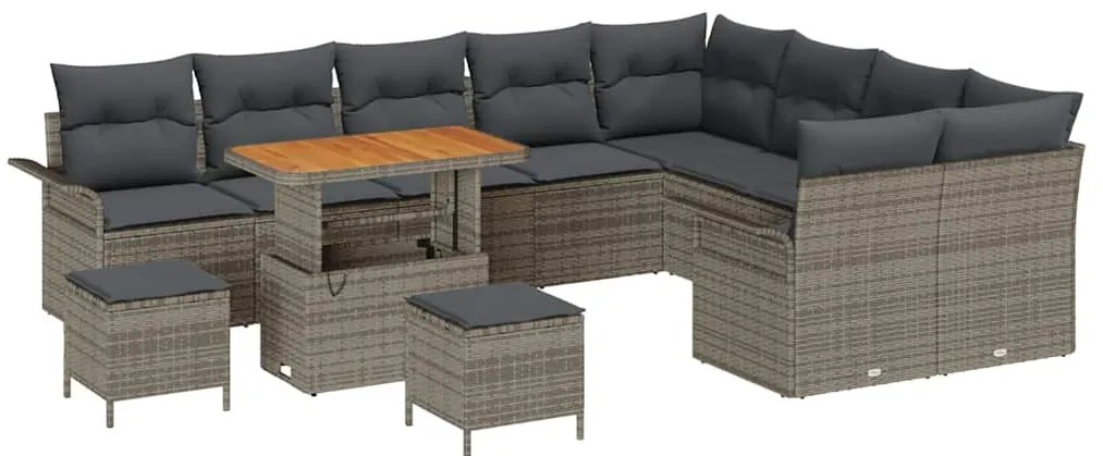 vidaXL Σετ Καναπέ Κήπου με μαξιλάρι 12 pcs Γκρι 90 x 55 x 71 cm