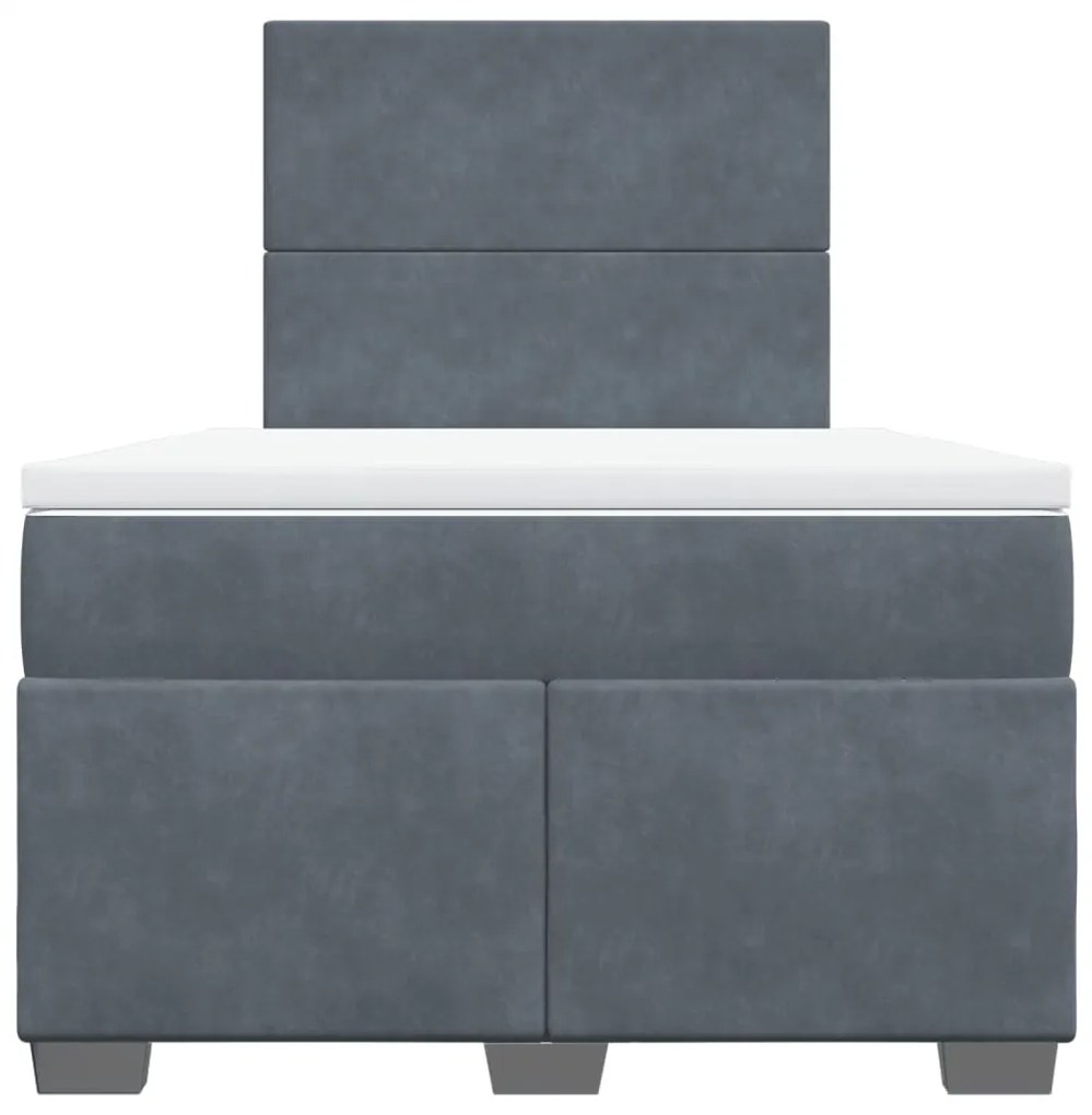 vidaXL Κρεβάτι Boxspring με Στρώμα Σκούρο Γκρι 120x200 εκ. Βελούδινο