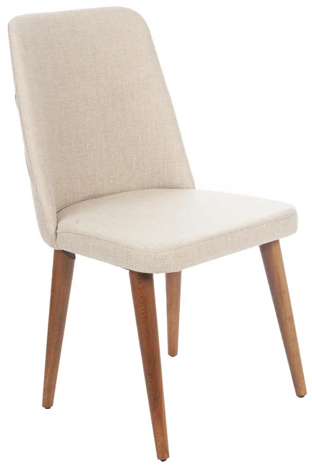 Artekko Lotus Καρέκλα με Ξύλινο Καφέ Σκελετό και Μπεζ Ύφασμα (48x60x92)cm