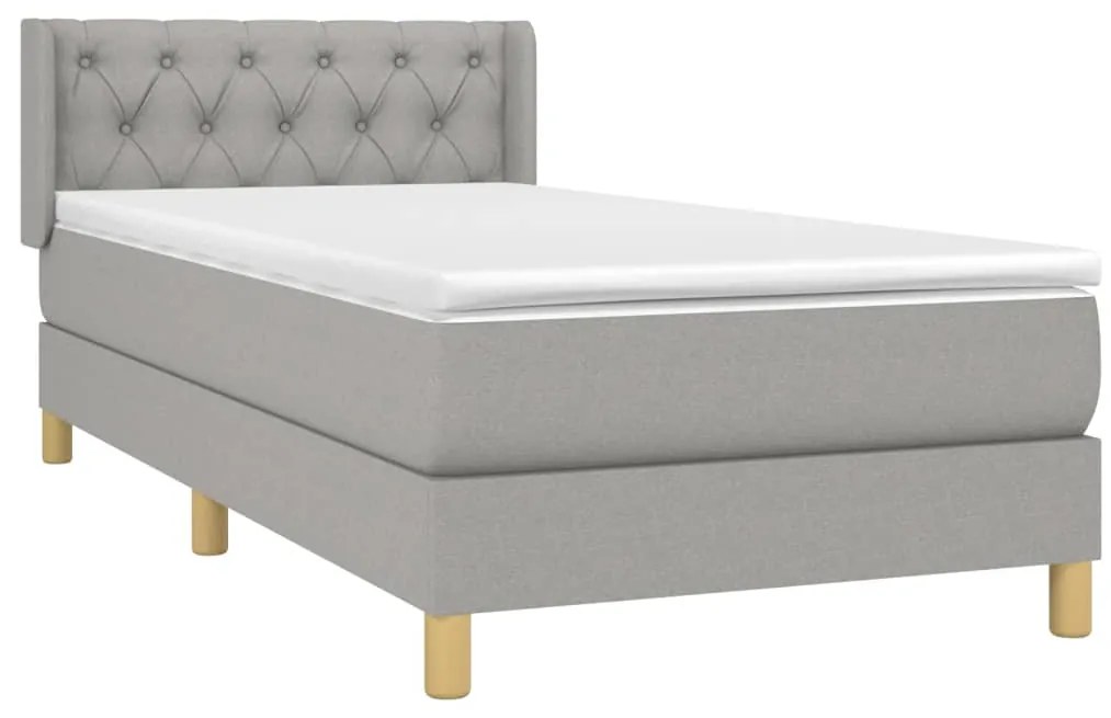 vidaXL Κρεβάτι Boxspring με Στρώμα Ανοιχτό Γκρι 80x200 εκ. Υφασμάτινο