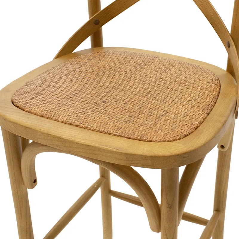 Σκαμπό μπαρ Reid pakoworld ξύλο sonoma-έδρα καφέ rattan - 102-000005