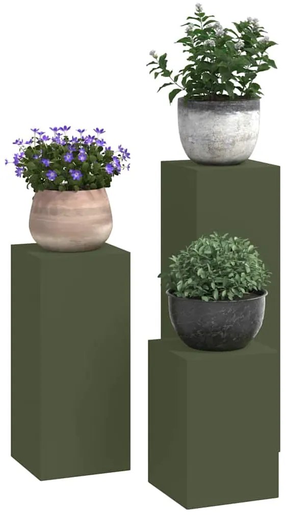 vidaXL Στήριξη φυτών 3 pcs Λαδί 24 x 24 x 75 εκ. Ατσάλι