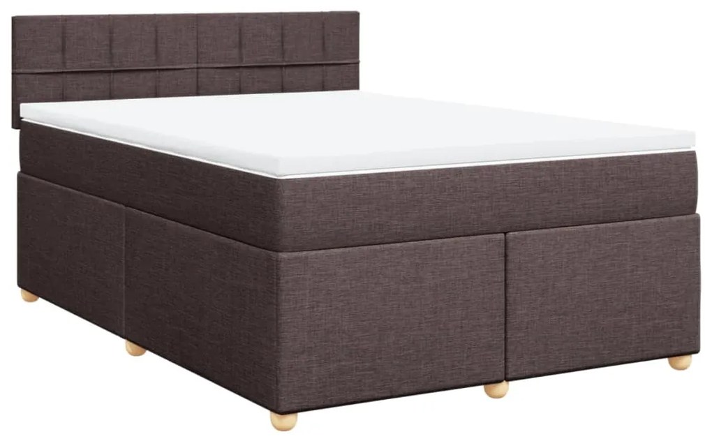 ΚΡΕΒΑΤΙ BOXSPRING ΜΕ ΣΤΡΩΜΑ ΣΚΟΥΡΟ ΚΑΦΕ 140X200 ΕΚ ΥΦΑΣΜΑΤΙΝΟ 3289006